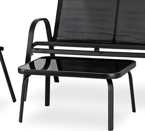 Zestaw Mebli Ogrodowych MINNESOTA Czarny Ławka Krzesła Stolik Tarasowy Siatka Nowoczesny