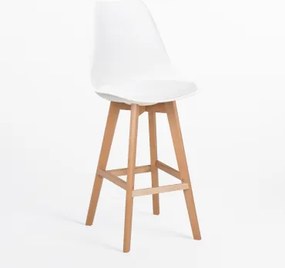 Zestaw 4 Wysokich Stołków 75 Cm Z Poduszką Z Ekoskóry Nordic Biała - Sklum