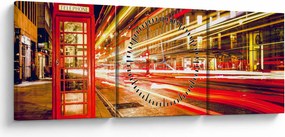 Obraz - czerwona budka telefoniczna (z zegarem) (90x30 cm)