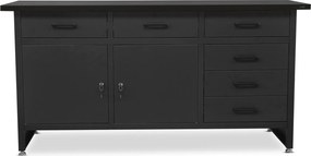 Duży stół garażowy z szafkami i szufladami Henry All Black czarny