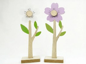 Drewniany kwiat FLORIA na podstawce, 18 cm - różne kolory Kolor: Kremowy