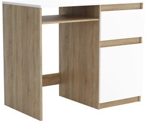 Biurko komputerowe młodzieżowe szkolne 90 cm REMI1 Dąb Sonoma/Biały