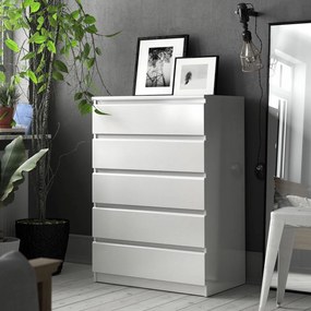 Biała komoda wysoki połysk Naia 5S