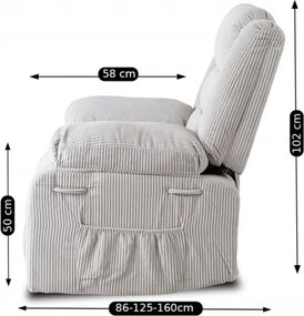 Fotel Rozkładany z Podnóżkiem ARTURO Szary Nowoczesny