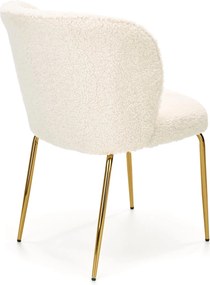 Krzesło do jadalni na złotych nogach tapicerowane tkaniną bouclé K474