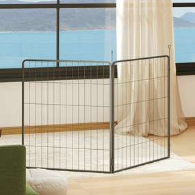 PawHut Zestaw 2 Paneli Rozszerzających dla Wybiegu Szczeniąt, Panele Ogrodzeniowe, Plac Zabaw dla Zwierząt, Ogrodzenie z Stali, Czarny