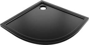 Mexen Flow brodzik półokrągły slim 80 x 80 cm, czarny mat - 46Q708080