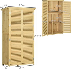 Outsunny szafka ogrodowa drewno szafka na narzędzia szopa na narzędzia z asfaltowym dachem szara