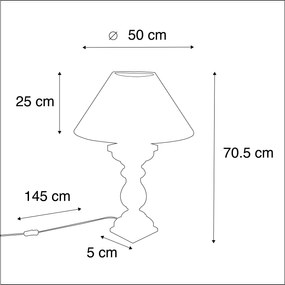 Rustykalna lampa stołowa z abażurem z lnu beżowym 50 cm - Hyssop Rustykalny / Vintage Oswietlenie wewnetrzne
