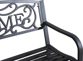 Outsunny Ławka Ogrodowa Metal 2osobowa Wytrzymała na Warunki Zewnętrzne Czarna | Aosom PL