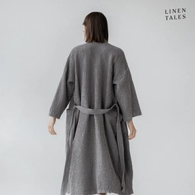 Ciemnoszary szlafrok w rozmiarze L/XL Honeycomb – Linen Tales
