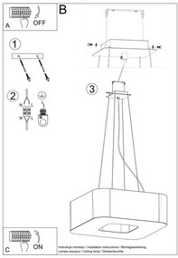 Czarna lampa wisząca z tekstylno-szklanym kloszem Piano – Nice Lamps