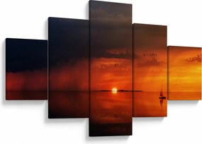 Obraz zachodu słońca z żaglówką (125x70 cm)