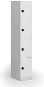 Szafka skrytkowa, 4 schowki, 1850 x 300 x 500 mm, demontaż, zamek RFID, drzwi laminowane, biała