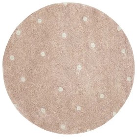 Jasnoróżowy bawełniany dywan dziecięcy tkany ręcznie odpowiedni do prania ø140 cm Round Dot Rose – Lorena Canals