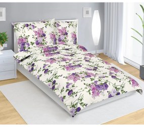 Bellatex Pościel bawełniana Róża liliowy, 140 x 200 cm, 70 x 90 cm, 140 x 200 cm, 70 x 90 cm