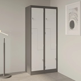 Szafa socjalna czterokomorowa Julia 80x45x185 cm antracyt/biały