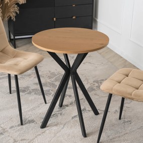 Stół Okrągły LAUREN 60 cm Dąb Złoty/Czarny Loft Nowoczesny