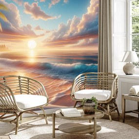 Fototapeta - Zachód słońca na plaży (196x136 cm)