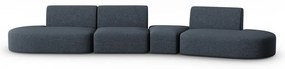 Niebieska sofa z tkaniny szenilowej prawostronna 428 cm Paolo – Milo Casa