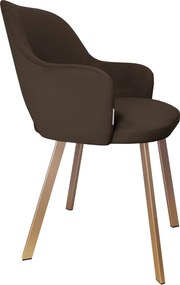 Krzesło Milano tkanina Welur noga metalowa : Kolor nogi - Złota profil, Kolor tkaniny - VELVET - MG05, Typ siedziska - Siedzisko stałe