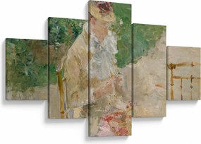 Obraz - Berthe Morisot, Young Woman Knitting, reprodukcje (125x70 cm)