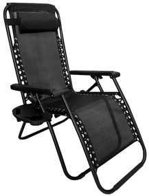 Leżak ogrodowy plażowy Zero Gravity czarny