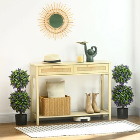 HOMCOM Drzewka Lawendowe, Zestaw 2 szt., Sztuczna Roślina, z Cementową Donicą, Ø15x70 cm, Zielony