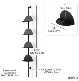 Czarny metalowy modułowy system półek 27x203,5 cm Solis – Umbra