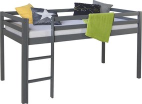 Łóżko piętrowe 207x110x97 cm szare z materacem, stelaż szczebelkowy 90x200 cm, łóżko dziecięce, łóżko piętrowe