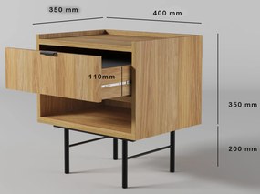Stolik nocny z szufladą hikora naturalna A4-B41