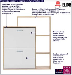 Dwudrzwiowa biała szafka na buty z regalem - Rafo 4X