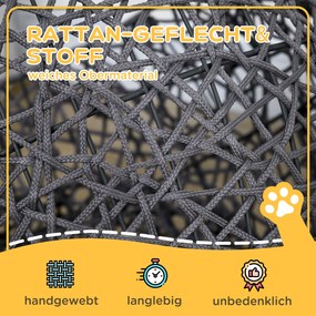 PawHut Domek dla kota z poduszką Fioletowy koszyk z poliestrowego sznura | Aosom PL