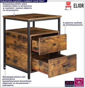 Industrialna szafka nocna z 2 szufladami - Elira