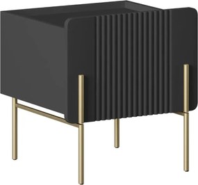 Szafka nocna Malmi 45 cm z szufladą - czarny mat / złote nóżki