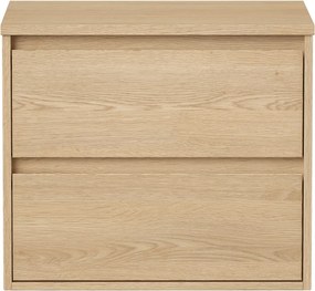 Szafka łazienkowa wisząca   pod umywalkę z blatem - Okleina dębowa - 60 cm - MILIPAM