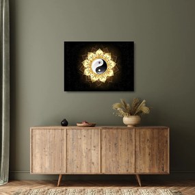 Obraz na szkle - Złoty Yin-Yang (70x50 cm)