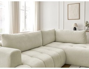 Beżowy rozkładany/ze schowkiem narożnik (prawostronny/w kształcie litery L) Fuji – Bobochic Paris