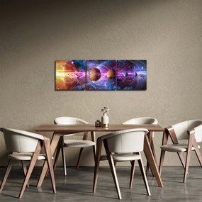 Obraz - Układ Słoneczny (z zegarem) (90x30 cm)