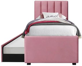 Łóżko różowe tapicerowane z wysuwanym stelażem R4-W31