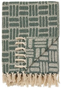 Zielony koc z bawełny z recyklingu 130x180 cm Adana – House Nordic