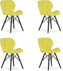 Krzesło Valora WAKO Velvet, żółte, czarne nogi, do jadalni x4