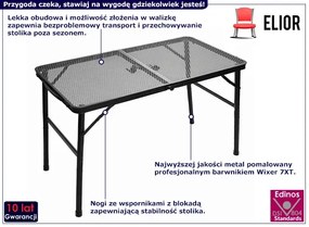Czarny przenośny stolik campingowy P7-N77