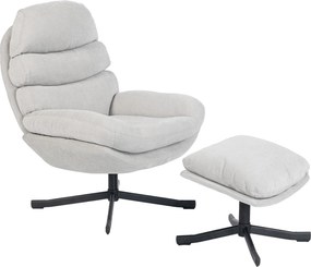 HOMCOM Fotel wypoczynkowy z podnóżkiem, fotel lounge z tkaniny chenille, nowoczesny fotel do oglądania TV, 78 x 93 x 100 cm, jasnoszary