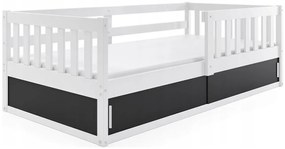 Białe drewniane łóżko dziecięce z barierkami E7-Z29