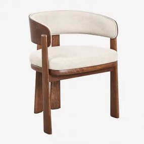 Zestaw 2 Krzeseł Jadalnianych Z Drewna Dębowego I Tapicerowanych Olea Signature Ciemny Dąb Brązowy & Kremowo-beżowy Szenil - Sklum