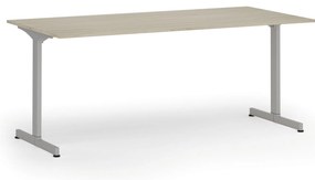 Biurko PRIMO BETA, 180x90 cm, szara podstawa, dąb naturalny