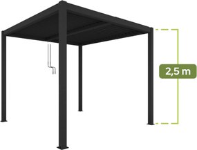 PERGOLA OGRODOWA LUXE 4X4X2,5 M ANTRACYT Z OŚWIETLENIEM LED
