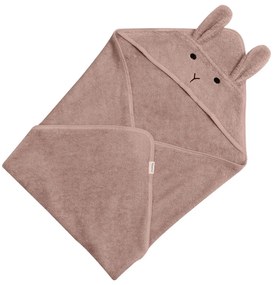 Różowobrązowy bawełniany ręcznik dziecięcy z kapturem 75x75 cm Rabbit – Kindsgut
