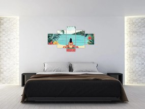 Obraz - Joginka na plaży (125x70 cm)